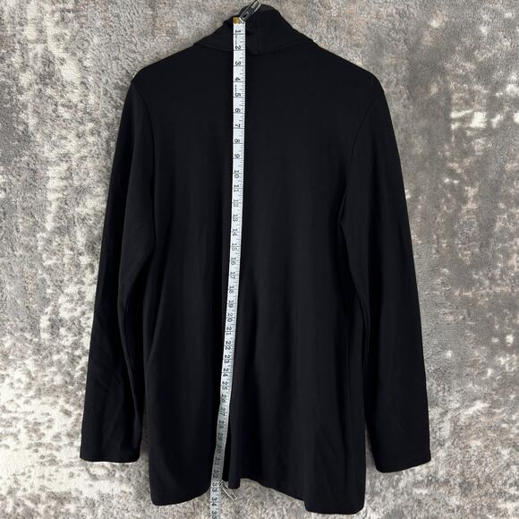 Winter Silks Size S Minimalist Stretch Cardigan Black Zip Long Sleeve V Neck - Picture 3 of 7